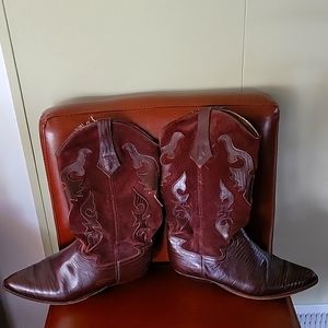 Leather and suede cowboy boots